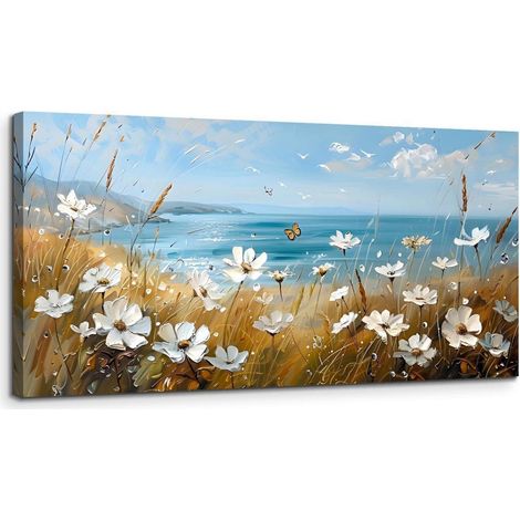 Leinwandbild Blumenmeer Ozean Blumenmeer am Meer 100L x 50B cm (1/5)
