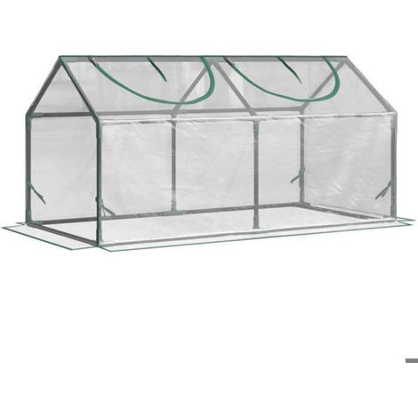Serre de jardin mini serre 2 fenêtres enroulables couverture en PVC 120 x 60 x 60 cm transparent (1/5)