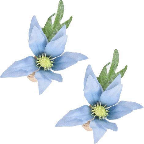 Lot de 2 ronds de serviette décoratifs en bois, motif floral bleu simple, pour la maison, l'hôtel ou les fêtes. Bouquet bleu. (1/5)
