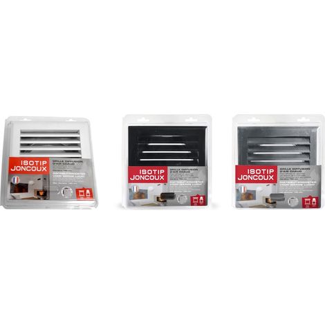 Rejilla de aire caliente negra con listones – 200 x 200 mm JONCOUX