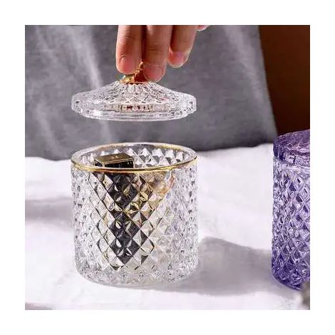 Bocal à bonbons en verre de luxe avec couvercle, boîte de rangement pour noix, objet de décoration de bureau.