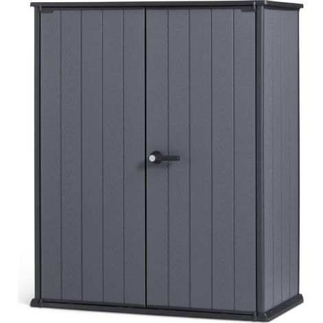 Keter Cortina Alto Aufbewahrungsschrank - 140x73.6x170.4cm - Kunststoff - Grau - Gartenschrank. inkl. 2 Regalböden - einfach zu montieren