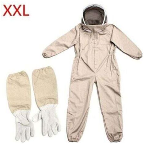 Tenue d'apiculture - Vêtement d'apiculture - Protection complète du corps - Gants pour débutants - Couleur café - Taille XXL-- (1/4)