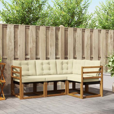Outdoor-Sofagarnitur mit Kissen 4 pcs Natur und Creme (1/5)