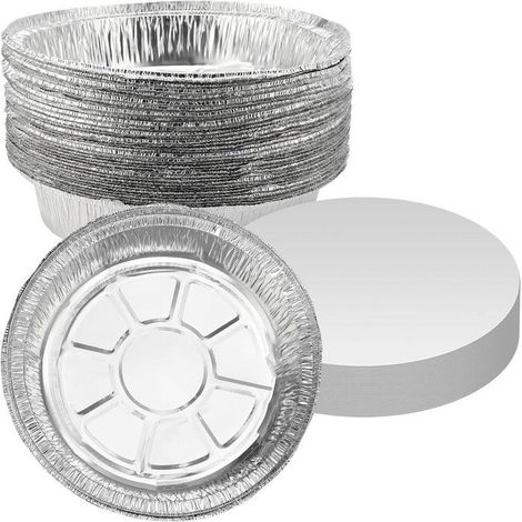 40 moules en aluminium de 20 cm avec couvercle en papier, barquettes rondes en aluminium de 900 ml, moules à gâteaux ronds en (1/5)
