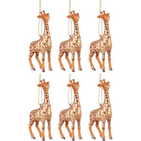 Lot de 6 Boules de Noël "Girafe" 13cm Marron (1/2)