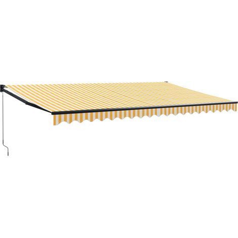 Maison Exclusive - Tenda Sole Retrattile Gialla e Bianca 5x3 m Tessuto e Alluminio