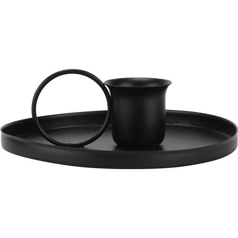 Porte-bougie rétro en métal forgé, support de chandelier, ornement de décoration intérieure, noir (1/5)