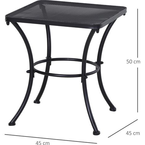 Table d'appoint, table de jardin, 45 x 45 x 50 cm, rectangulaire, résistante aux intempéries, style maille, table de balcon, métal, table de camping, table basse pour salon, bureau, extérieur, intérie (1/5)