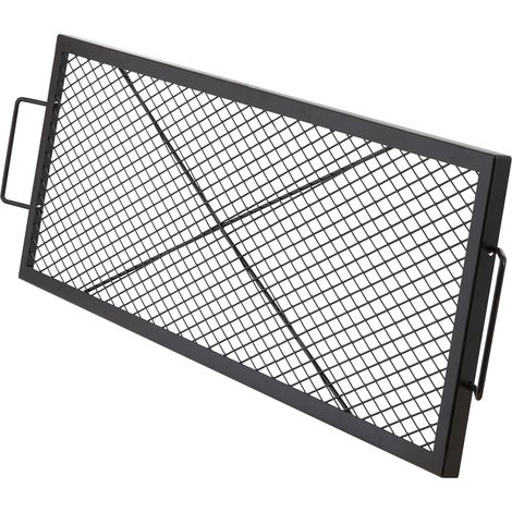 Mophorn X-Marks Grillrost für Feuerstelle,rechteckiger 44-Zoll-Grillrost,robuster Lagerfeuer-BBQ-Grill aus Stahl mit Griff und Stütz-X-Draht,tragbares Camping-Kochgeschirr für Partys im Freien,schwarz
