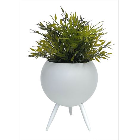 DanDiBo Blumenhocker Metall mit Topf Weiß 23 cm Blumenständer 96259 M Blumensäule Modern Pflanzenständer Pflanzenhocker