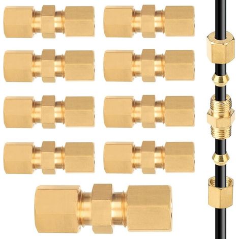 10 x Connecteur de Ligne de Frein, Connecteur de Conduite de Frein 4,75mm, Connecteurs de Câbles de Frein 3/16", Cuivre Nickelé
