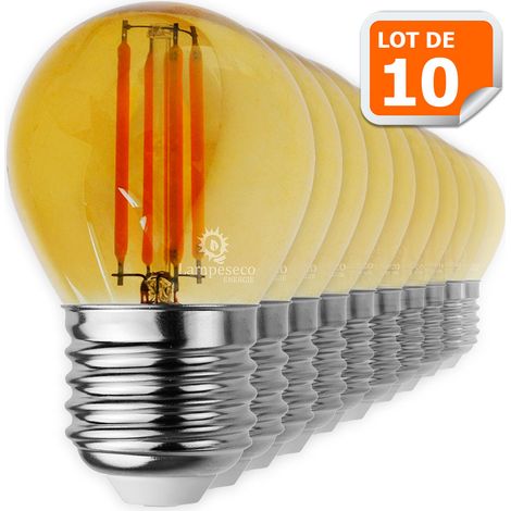 Lampesecoenergie – Lot de 10 ampoules led filament G45 4W (éq 42W) – Culot E27 – Luminosité 350lm – Couleur 1800K – Angle 300°