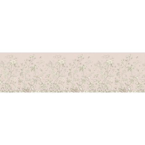 Frise auto-collante rose avec des fleurs - 1 rouleau (1/5)