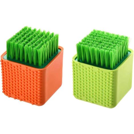 Lot de 2 brosses à linge en silicone pour le nettoyage du linge ménager, brosse double usage pour vêtements, sous-vêtements et chaussures en plastique (1/3)