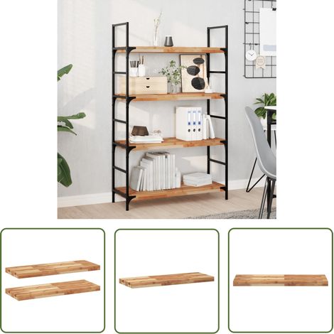 The Living Store Schweberegale 2 Stk. 100x30x4 cm Massivholz Akazie Ölbehandelt - Wandregal - Holzwandregal - Regal Dekoration - Wohnzimmerdeko - Küchenregal (1/5)