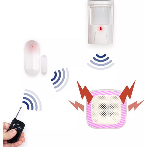 Alarme appartement sans fil - 1x PIR + 1x Détecteur d'ouverture porte / fenêtre et 1x Télécommande (HY) (1/5)