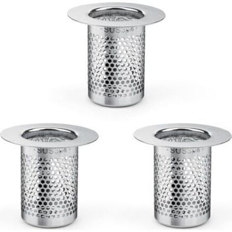 Shower Hair Catcher, 3 Pieces Stainless Steel Shower Drain Protector, 5.5 × 5cm Kitchen Sink Strainer for Balcony, Kitchens Floor Drain Filter Bathroom (1/5)