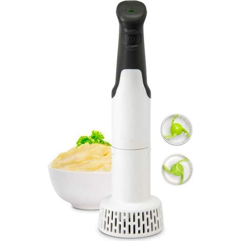 Écrase-purée électrique 3-en-1, lot multi-outils pour pommes de terre, presse-légumes motorisé, accessoire cuisine pratique, inox robuste, usage domestique, compact et efficace (1/5)