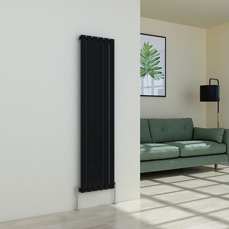 1600 x 410mm Black Single Flat Panel Vertical Radiator (1/4)