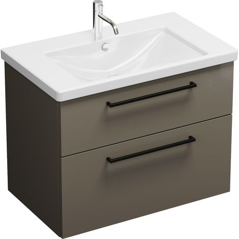 Vasque en céramique Burg Eqio + meuble sous-vasque gris brillant/blanc alpin GR0234