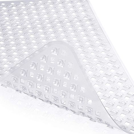Rechteckige Badematte (88,9 x 40,6 cm), rutschfest, maschinenwaschbar, transparent (1/5)