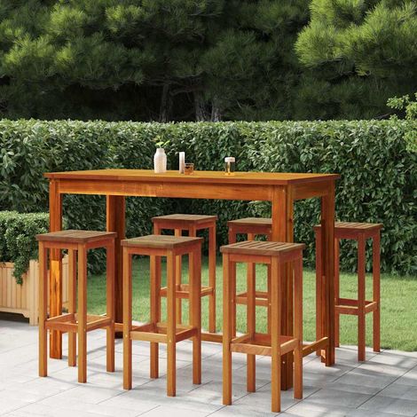Lot de 6 Chaises de bar Tabourets de bar - Tabouret Haut Bois massif d'acacia BV177519 - BonneVie (1/4)