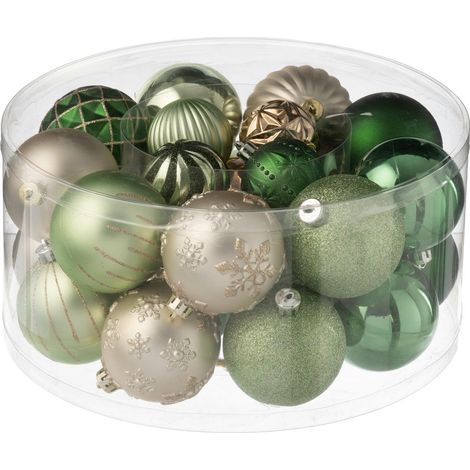 Lot de 30 Boules de Noël "Night" 31cm Vert & Écru