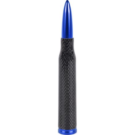Car customization roof antenna carbon fiber bullet shape universal non-signal decorative accessory - blue (1/4)