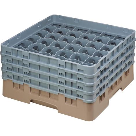 Casier à verres 36 compartiments Camrack beige hauteur max 215mm - 500 x 500 x 267 mm - CAMBRO