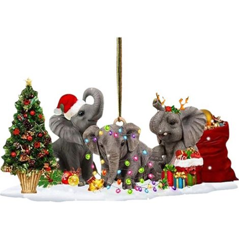 Pendentif Bois de Noël Paresseux Éléphant Cochon Requin Décoration Fête Maison Arbre de Noël (1/5)