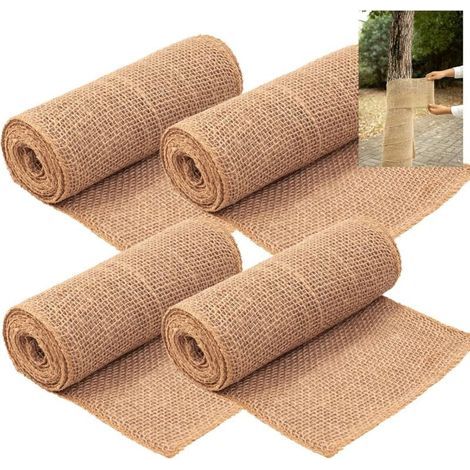 4 rouleaux de 30 cm x 3 m en toile de jute natur pour arbres d'hiver, enveloppes de protection pour