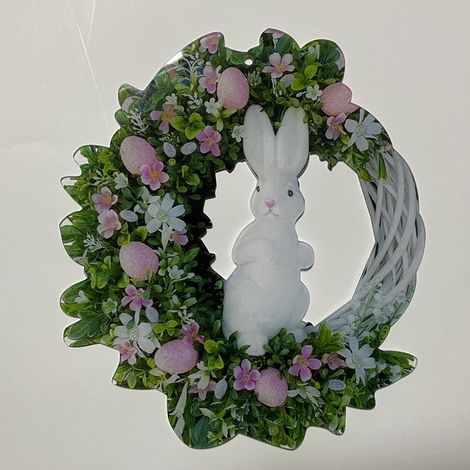 Osterhasen-Eierkranz aus Acryl, Hasen-Eierkranz für drinnen und draußen, Osterdekoration zum Aufhängen an der Haustür, Partydekoration (1/5)