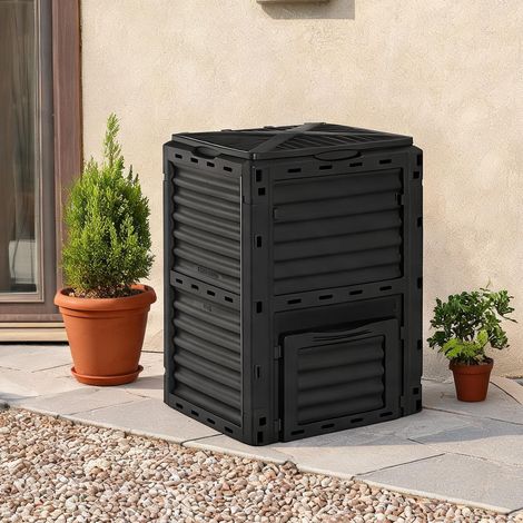 Composteur en PP 300 L avec 48 trous de ventilation et trappe (1/5)