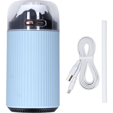 Petite lampe de nuit humidificateur 300ml portable brumisateur 2 en 1 mini USB voiture avec éclairage pour bureau 5V bleu