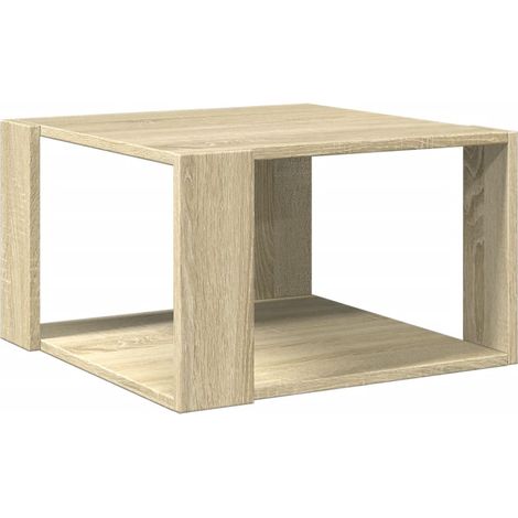 Mesa de centro cuadrada de diseño moderno y contemporáneo 51,5 x 51,5 x 30 cm madera de ingeniería color roble DEC038956