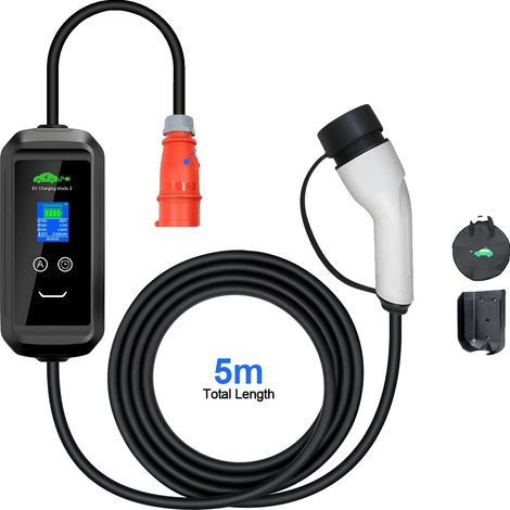 Chargeur EV mobile, contrôle WiFi, courant réglable, Prise blanche, TYPE2 (1/2)