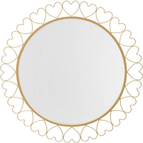 Specchio da parete cuori in ferro color oro per bagni e camere da letto (1/5)