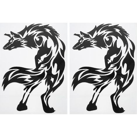 2 autocollants Totem Loup
