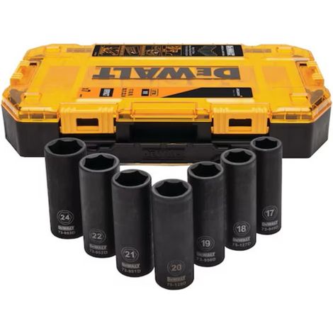 Dewalt McLaren F1 Impact Socket Set 7 Piece 1/2"" Wrench Drive Deep Sockets Case