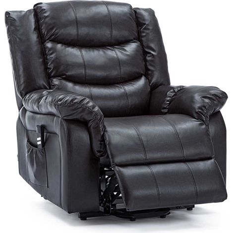 SEATTLE BROWN ELECTRIC RISE LEATHER RECLINER ARMCHAIR SOFA HOME LOUNGE CHAIR (1/5)