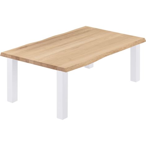 LAMO Manufaktur Esstisch Küchentisch, mit Baumkante 120x80x47cm (AxBxH), Classic, Natur / Weiss, LWB-01-A-002-9016Cl (1/5)
