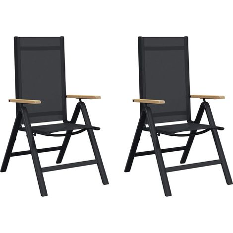 Reclining Garden Chairs 2 pcs Black 58 x 73 x 111.5 cm vidaXL