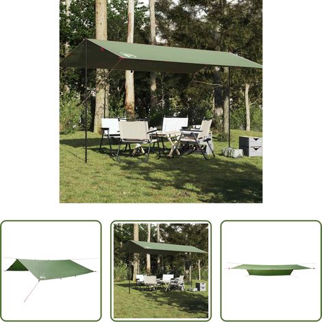 Tente -  Bâche de camping vert 500x294 cm imperméable (1/5)