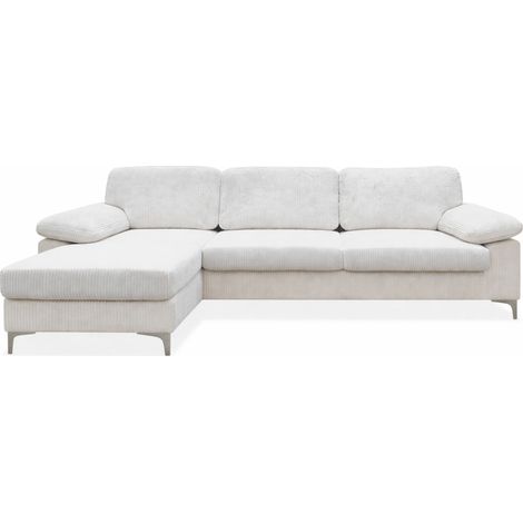 Sofá Chaiselongue izquierda modelo Cyril-267 tapizado beige, 260cm(ancho) 132cm(fondo) 86cm(altura).