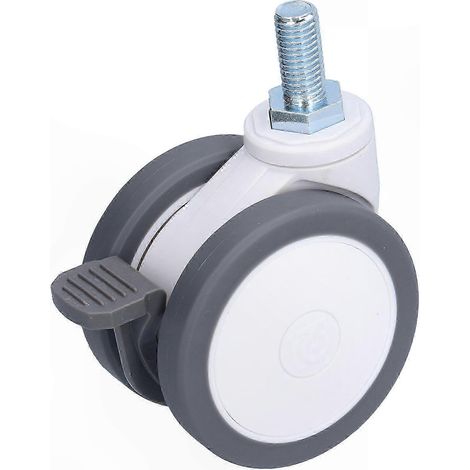 Roue pivotante en aluminium 75mm, roulette TPR silencieuse pour équipement médical, tige filetée M12, solution mobile stable et durable. (1/2)