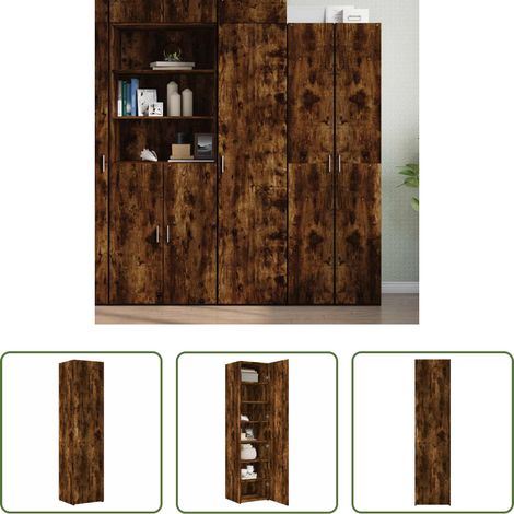 Buffet bois - Buffet haut chêne fumé 45x42,5x185 cm bois d'ingénierie (1/5)
