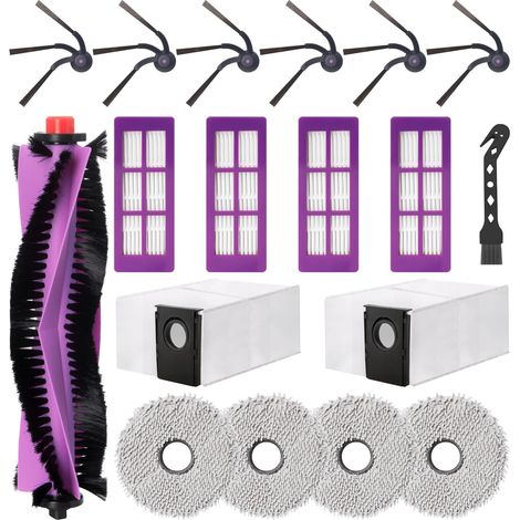 Kit d'accessoires pour aspirateur Eureka J15 Max Ultra Pièces de rechange, 1 brosse principale, 6 brosses latérales, 4 tampons de nettoyage, 2 sacs à poussière, 4 filtres, 1 brosse de (1/5)