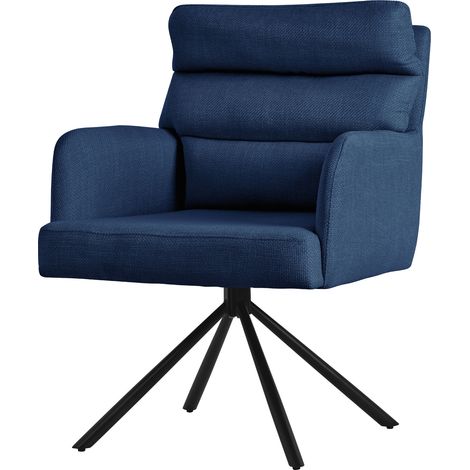 ML-Design Sedia da Pranzo Girevole Blu Scuro Sedia da Soggiorno con Braccioli e Schienale Poltroncina Girevole Posizione Auto Poltrona Imbottita con Cuscino e Rivestimento in Poliestere (1/5)