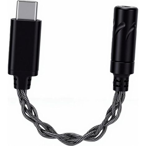 Adaptateur Prise Casque de Type C vers 3,5 Mm, qualité Sonore HiFi SNR 105 DB pour Les Appels et Les Jeux. (Black) (1/5)
